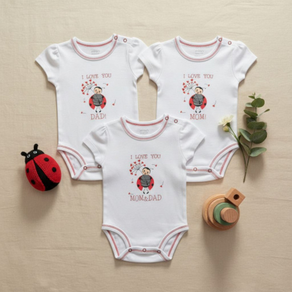 New Without Tags Ashley Baby Girl 3-piece bodysuits size 0 to 3 months - Picture 1 of 4